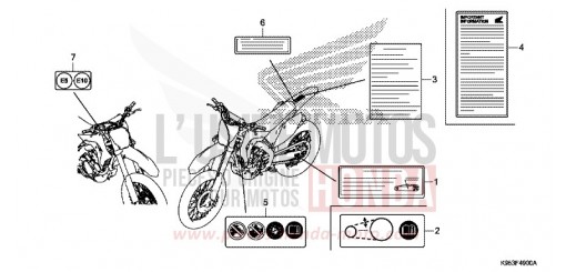 ETIQUETTE DE PRECAUTIONS CRF250RJ de 2018